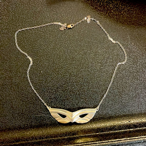 Mimosa Silver Handcrafted in New Orleans Mardi Gras Mask Necklace NWOT - Picture 3 of 4